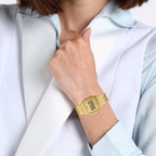 Vintage Unisex Quartz Gold Dial Digital Stainless Steel Watch D401 A1000G-9DF