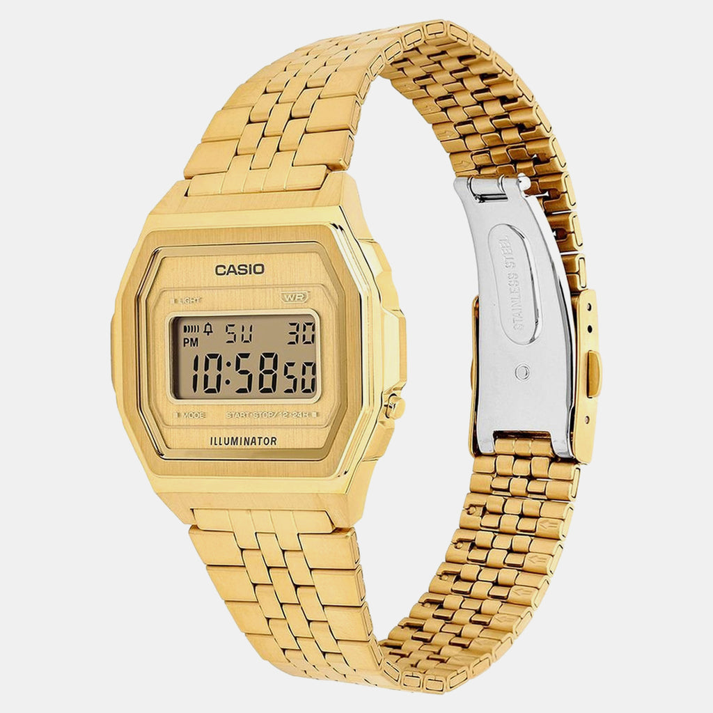 Vintage Unisex Quartz Gold Dial Digital Stainless Steel Watch D401 A1000G-9DF
