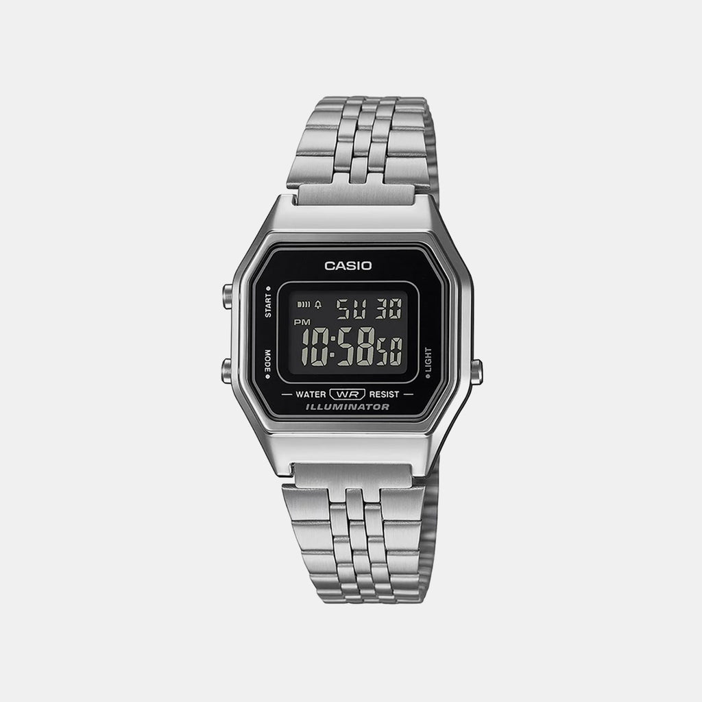 Vintage Women Quartz Black Dial Digital Stainless Steel Watch D408 LA680WA-1BDF