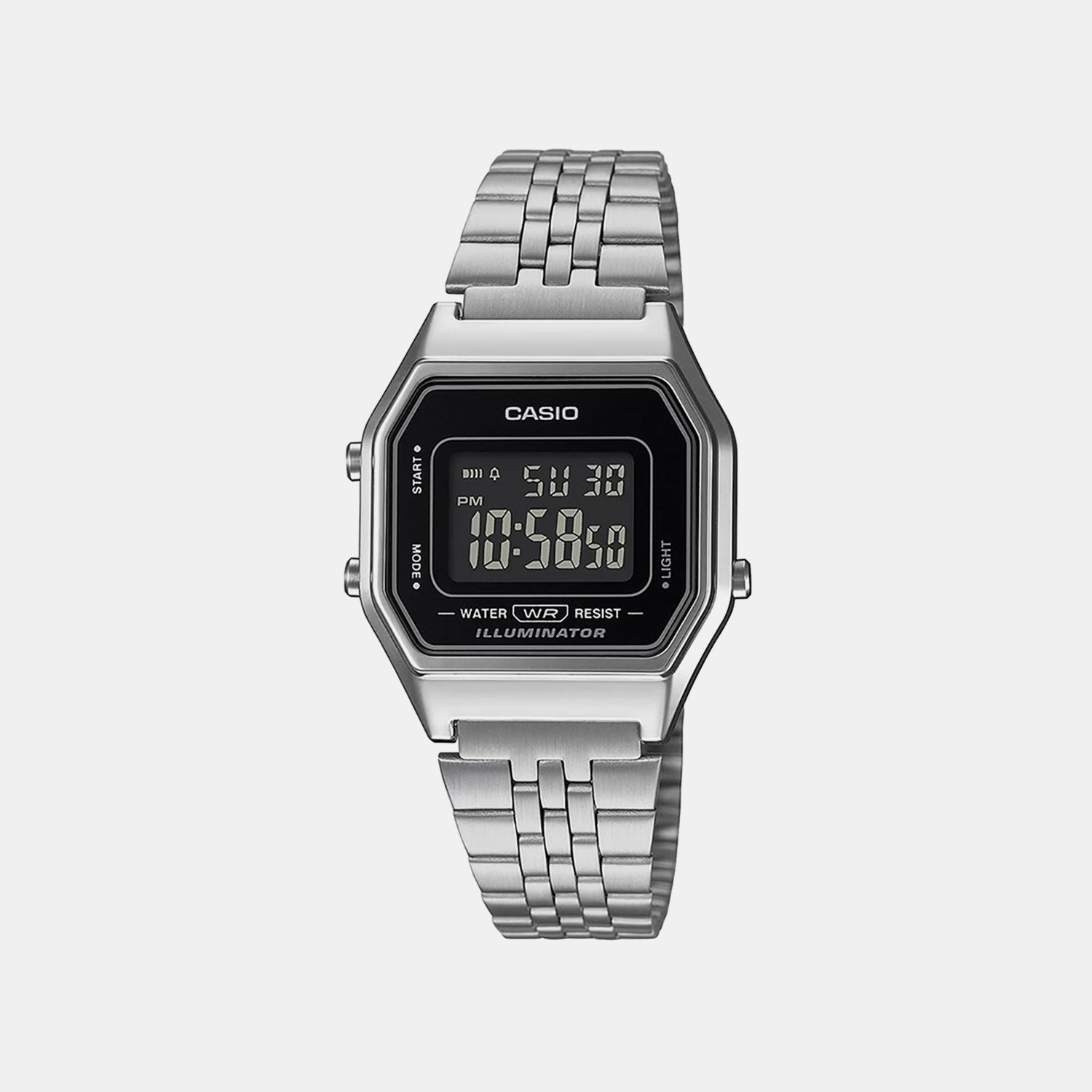 Vintage Women Quartz Black Dial Digital Stainless Steel Watch D408 LA680WA-1BDF