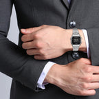 Vintage Women Quartz Black Dial Digital Stainless Steel Watch D408