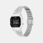 Vintage Women Quartz Black Dial Digital Stainless Steel Watch D408