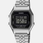 Vintage Women Quartz Black Dial Digital Stainless Steel Watch D408 LA680WA-1BDF