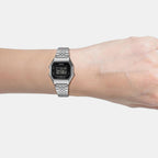 Vintage Women Quartz Black Dial Digital Stainless Steel Watch D408 LA680WA-1BDF