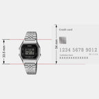 Vintage Women Quartz Black Dial Digital Stainless Steel Watch D408