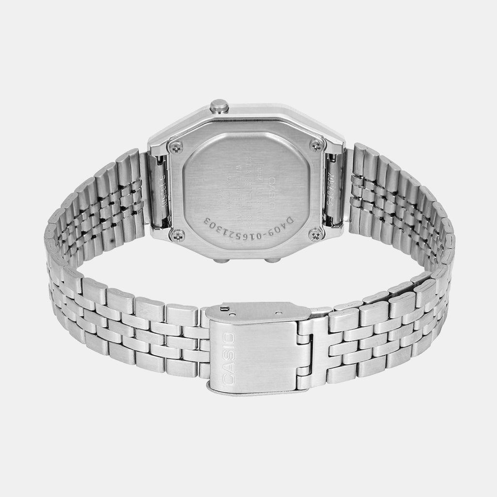 Vintage Women Quartz Clear Dial Digital Stainless Steel Watch D409 LA680WA-7DF