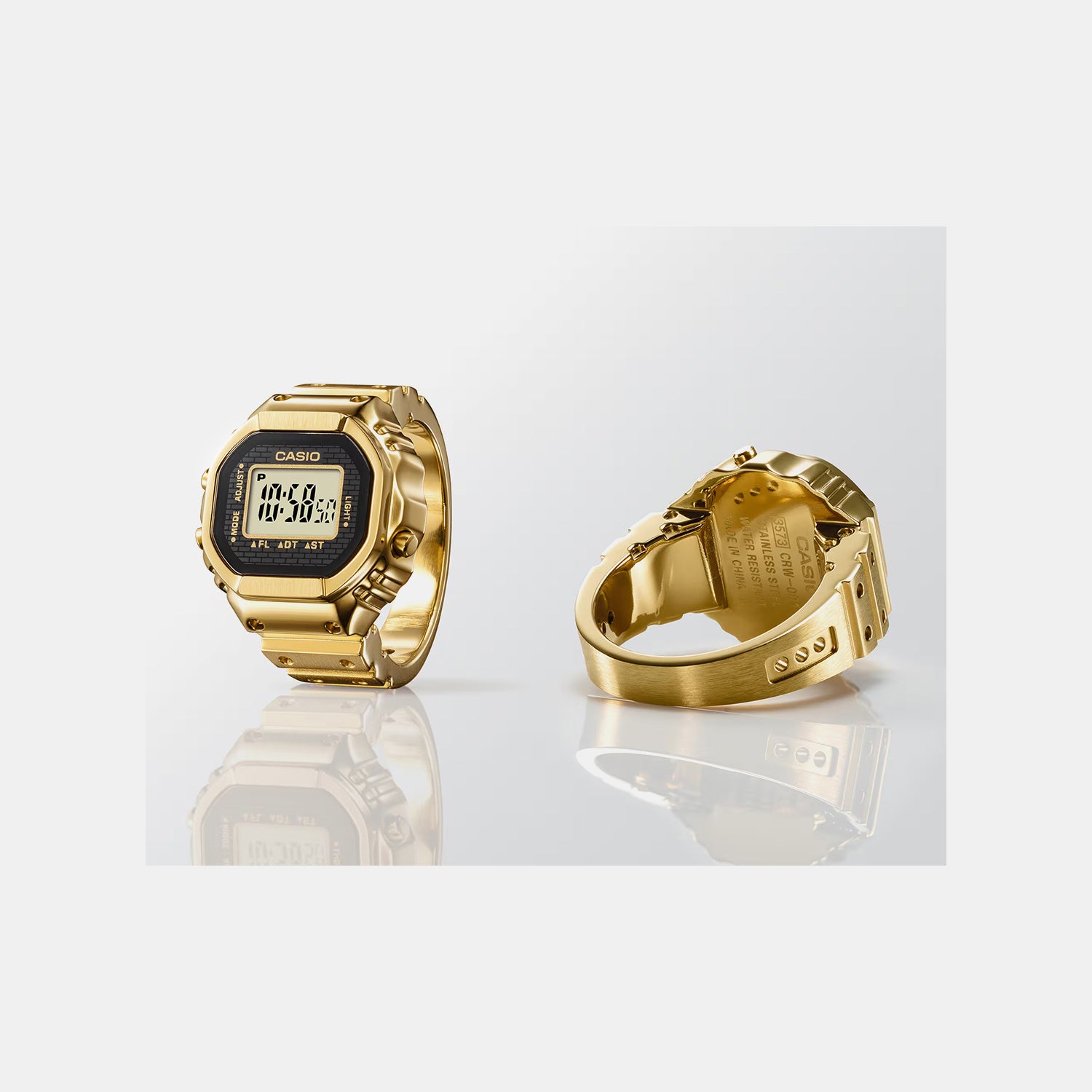 Men Quartz Gold Dial Digital Stainless Steel Watch D412