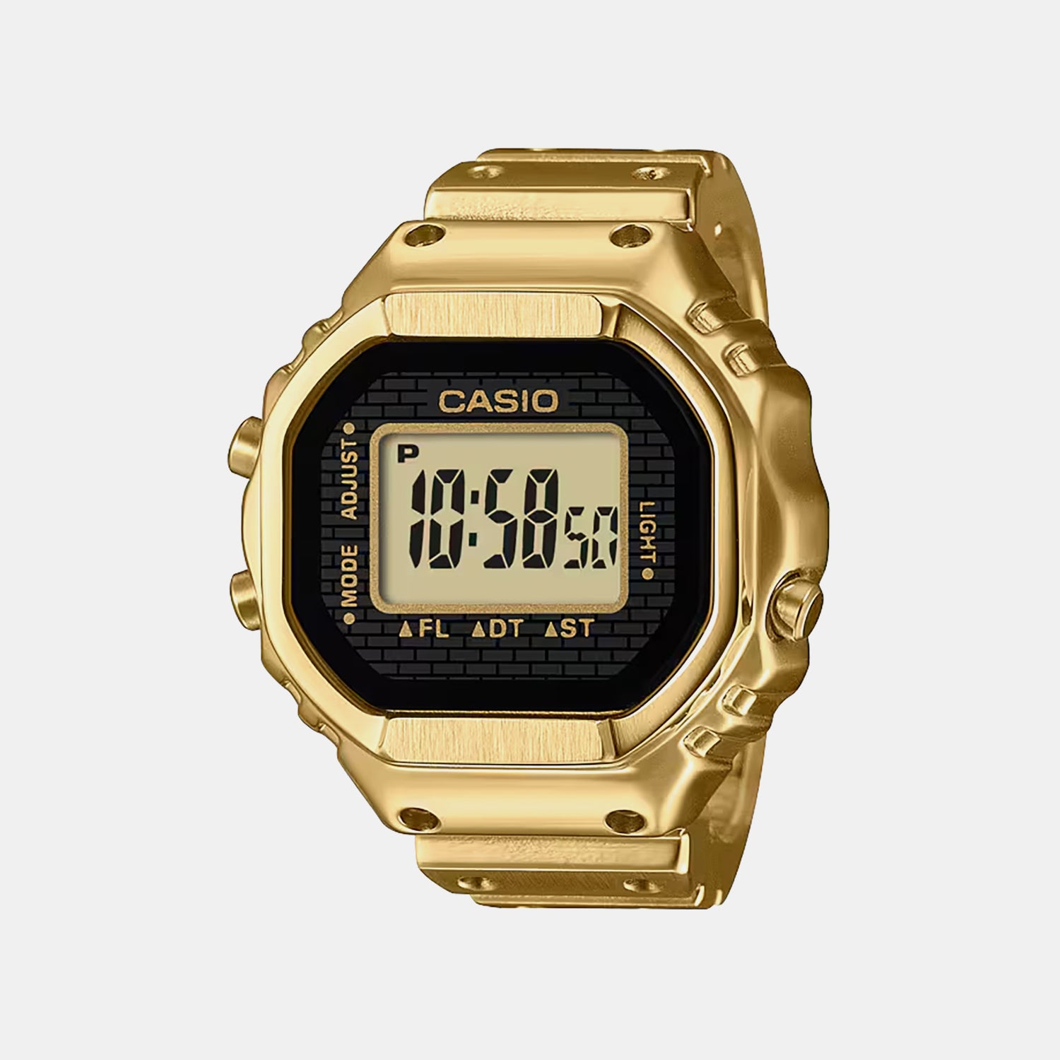 Men Quartz Gold Dial Digital Stainless Steel Watch D412