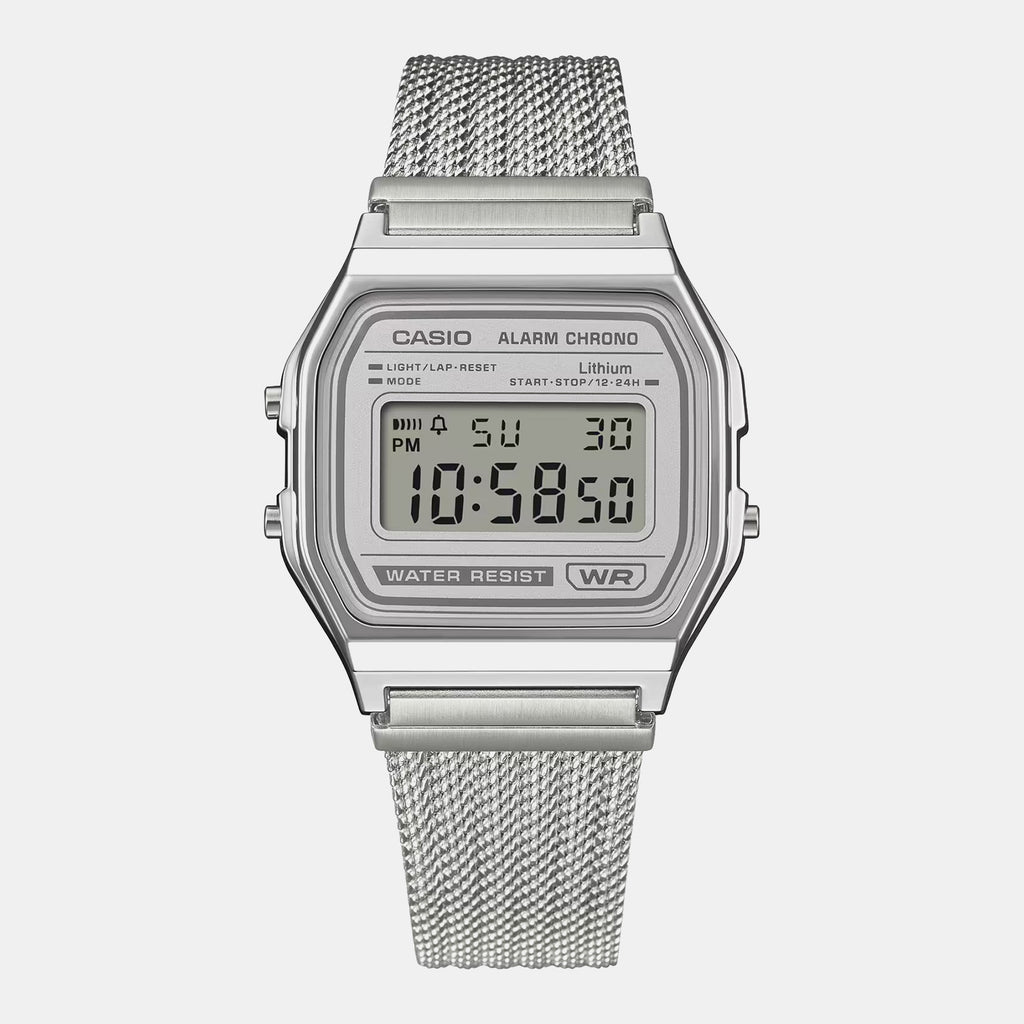 Unisex Quartz Silver Dial Digital Mesh Watch D414
