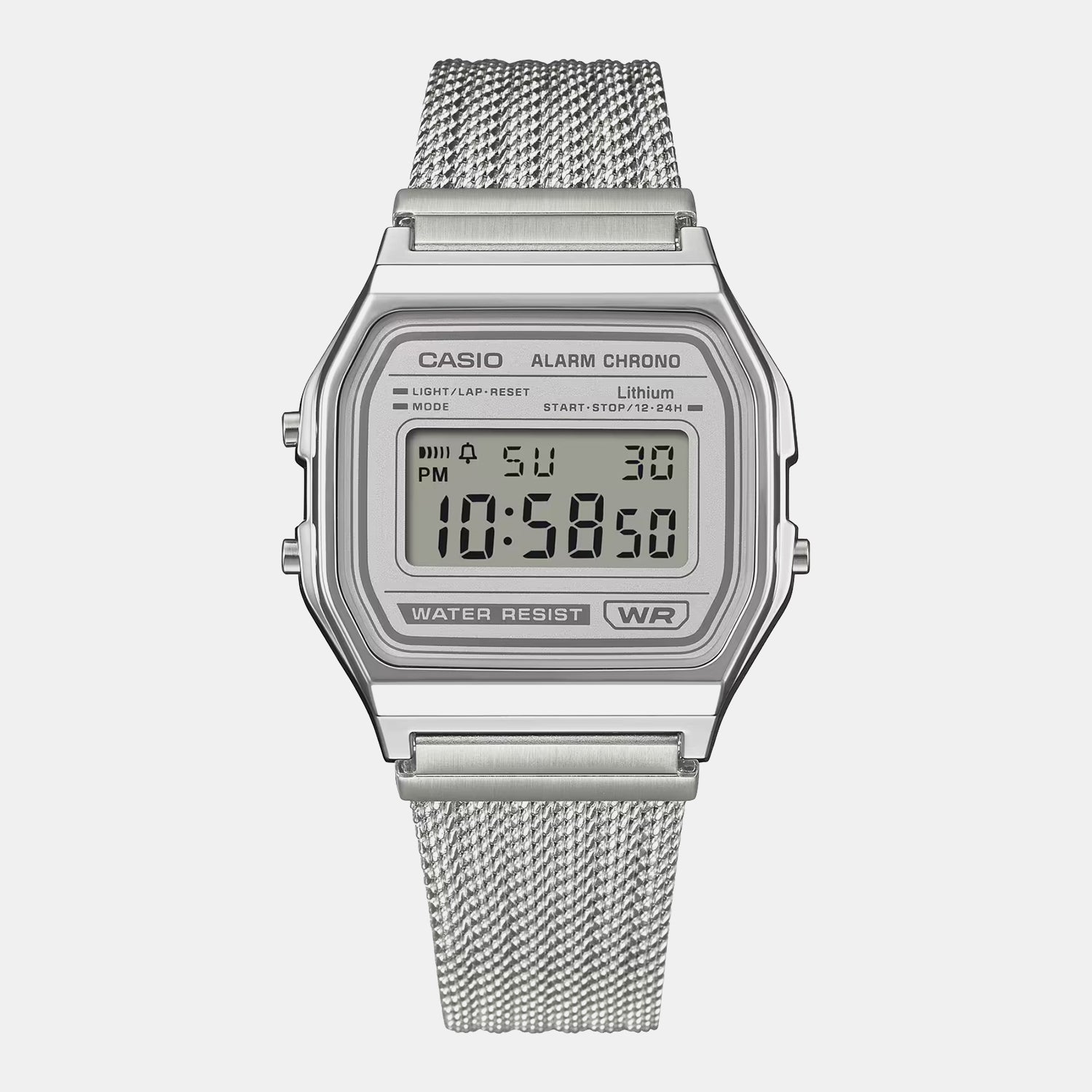 Unisex Quartz Silver Dial Digital Mesh Watch D414
