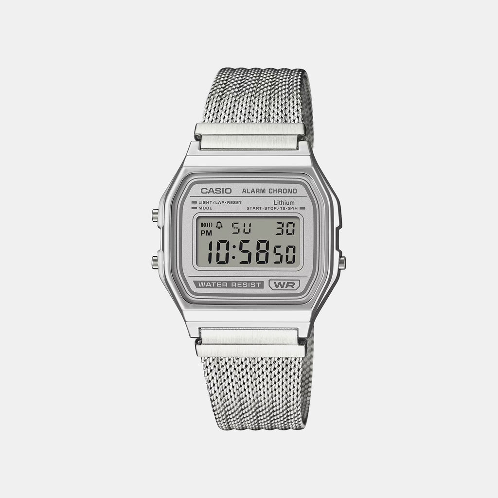 Unisex Quartz Silver Dial Digital Mesh Watch D414