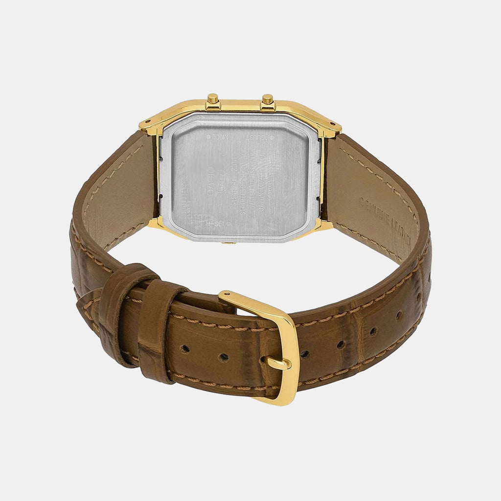 Classics Men Quartz Dial Analog-Digital Leather Watch D415