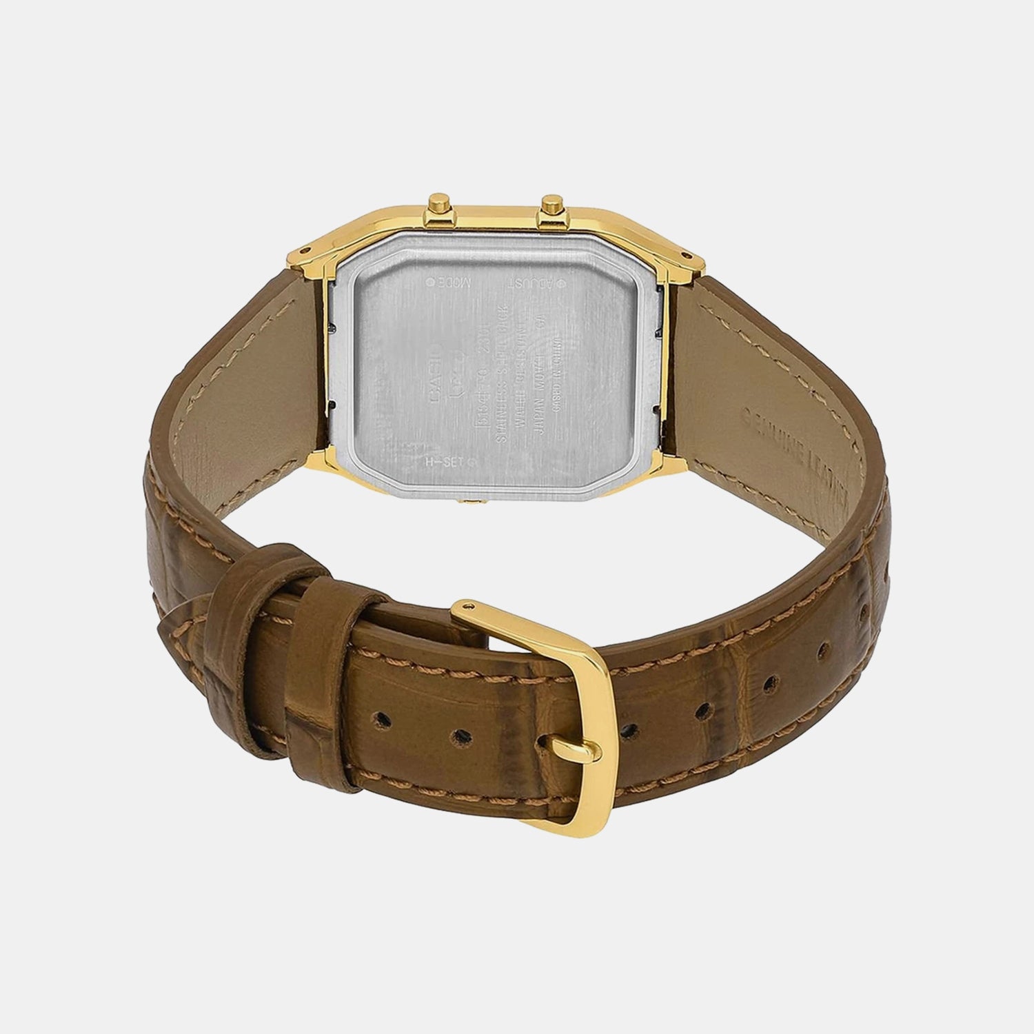 Vintage Unisex Quartz Gold Dial Analog-Digital Leather Watch D415