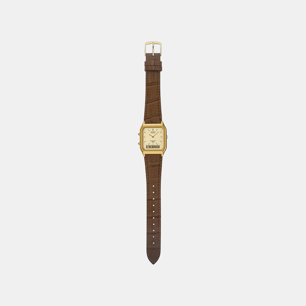 Classics Men Quartz Dial Analog-Digital Leather Watch D415