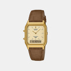 Classics Men Quartz Dial Analog-Digital Leather Watch D415