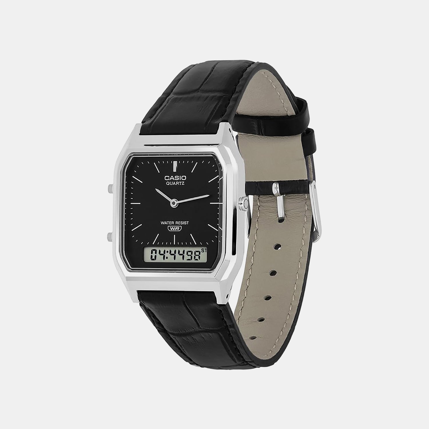 Vintage Unisex Quartz Black Dial Analog-Digital Leather Watch AQ-230EL-1A D416