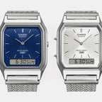 Vintage Unisex Quartz Blue Dial Analog-Digital Mesh Watch D417
