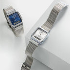 Vintage Unisex Quartz Blue Dial Analog-Digital Mesh Watch D417