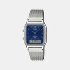 Vintage Unisex Quartz Blue Dial Analog-Digital Mesh Watch D417
