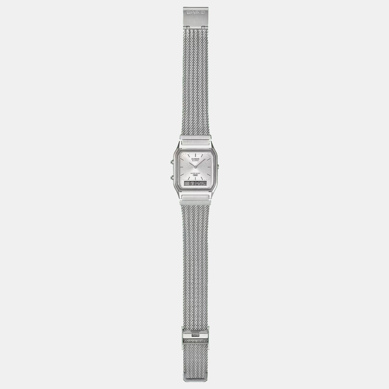 Vintage Unisex Quartz Silver Dial Analog-Digital Mesh Watch D418