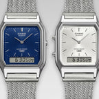 Vintage Unisex Quartz Silver Dial Analog-Digital Mesh Watch D418