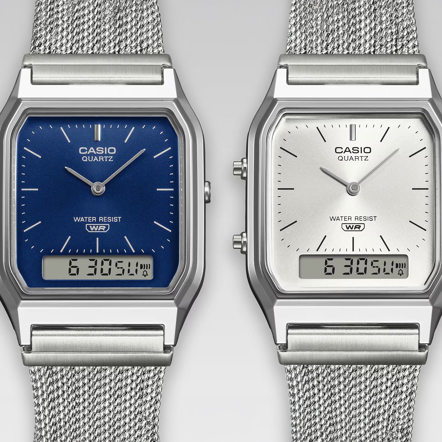 Vintage Unisex Quartz Silver Dial Analog-Digital Mesh Watch D418