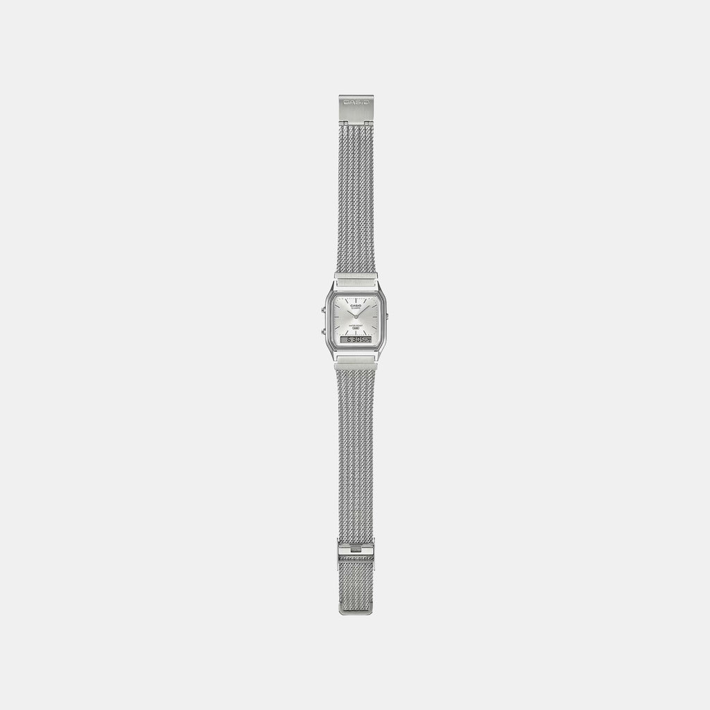 Vintage Unisex Quartz Silver Dial Analog-Digital Mesh Watch D418
