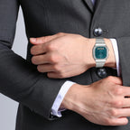 Classics Unisex Quartz Green Dial Analog-Digital Leather Watch D419