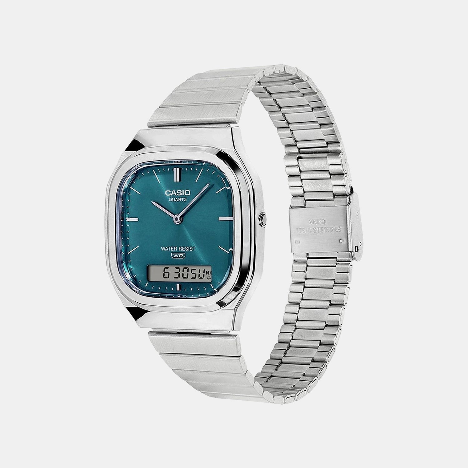 Classics Unisex Quartz Green Dial Analog-Digital Leather Watch D419