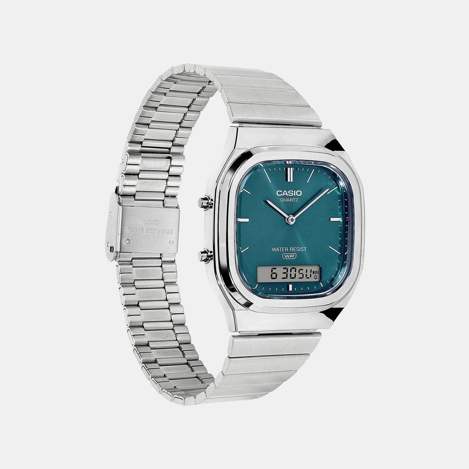 Classics Unisex Quartz Green Dial Analog-Digital Leather Watch D419