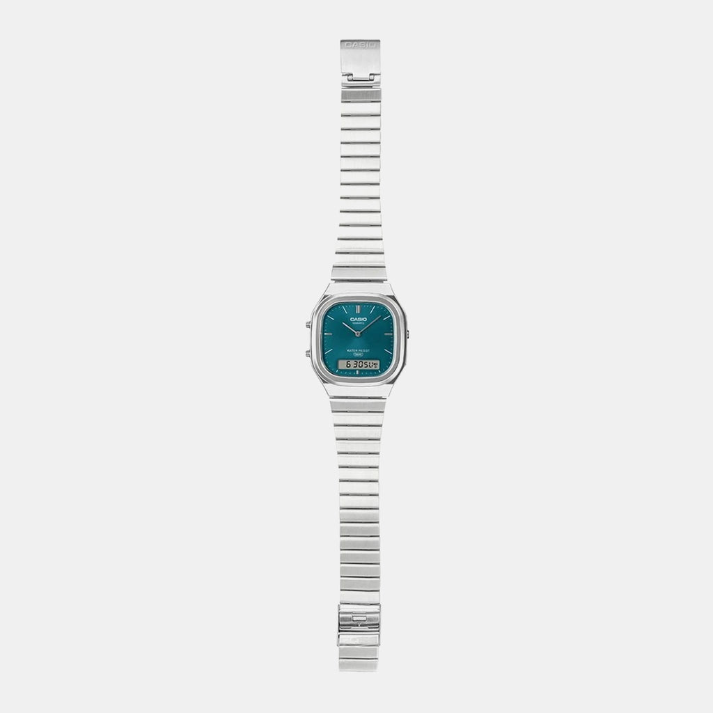 Classics Unisex Quartz Green Dial Analog-Digital Leather Watch D419