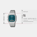 Classics Unisex Quartz Green Dial Analog-Digital Leather Watch D419