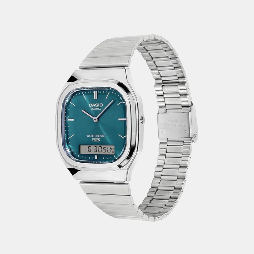 Vintage Unisex Quartz Blue Dial Analog-Digital Stainless Steel Watch AQ-240E-3ADF D419