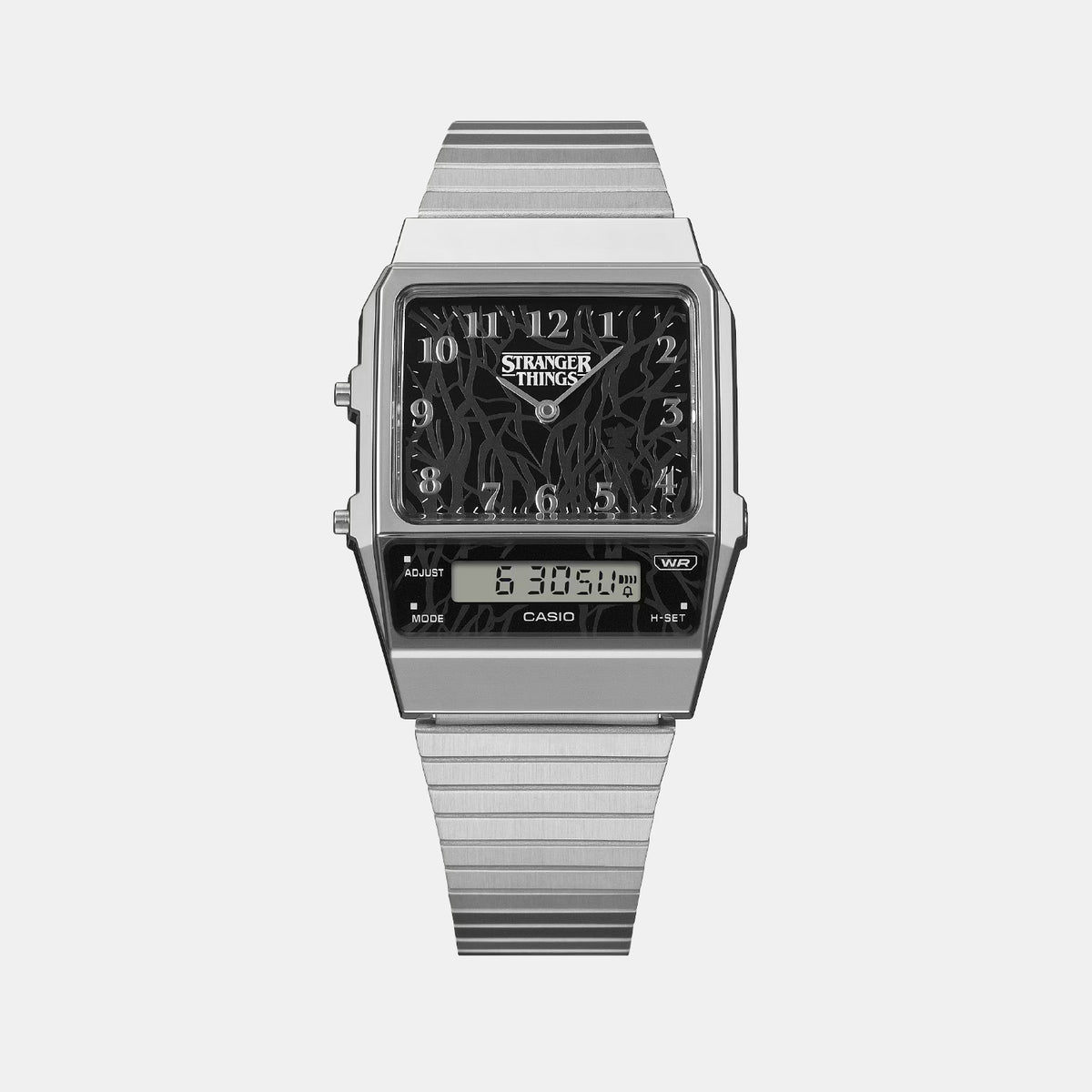 Vintage Unisex Quartz Black Dial Analog-Digital Stainless Steel Watch D422