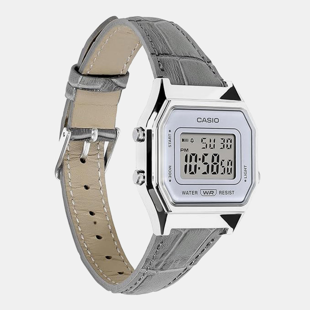 Classics Men Quartz Grey Dial Digital Leather Watch D424