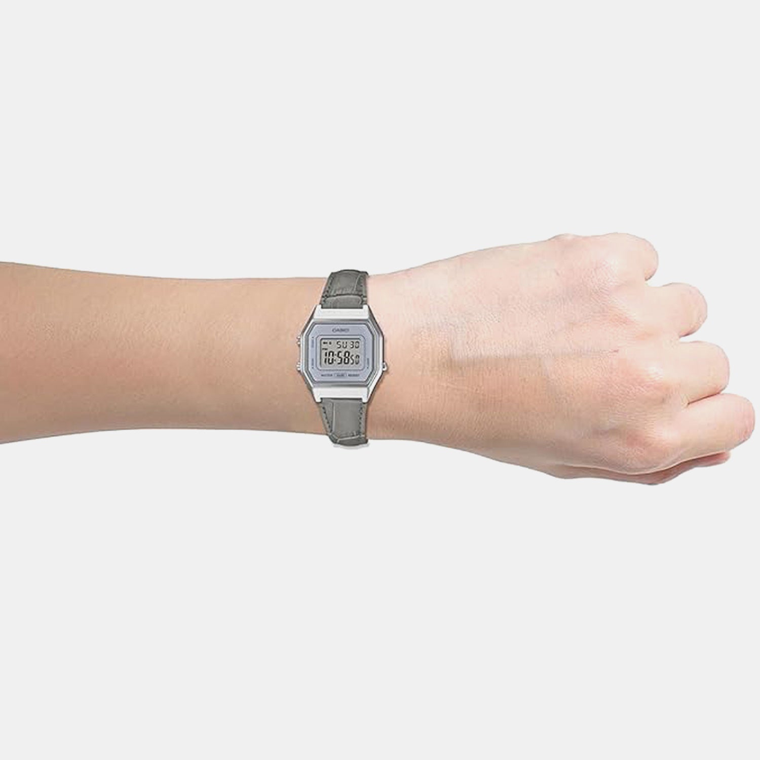 Classics Men Quartz Grey Dial Digital Leather Watch D424