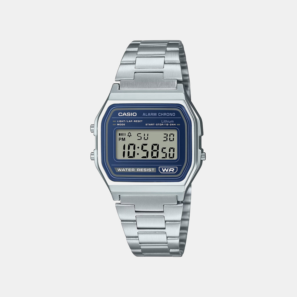 Vintage Unisex Digital Blue Dial Analog Stainless Steel Watch D425