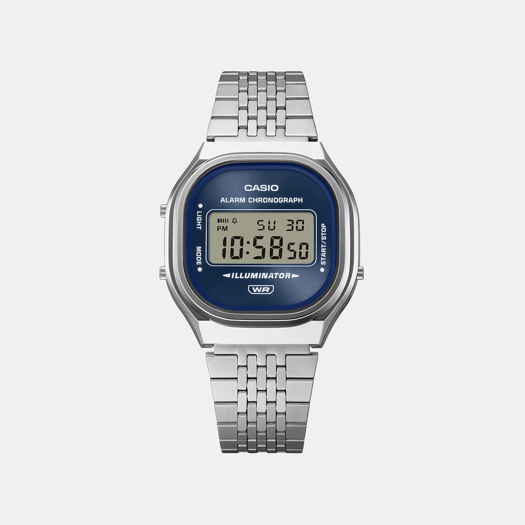 Vintage Unisex Quartz Blue Dial Digital Stainless Steel Watch D434