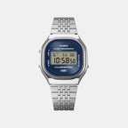 Vintage Unisex Quartz Blue Dial Digital Stainless Steel Watch D434