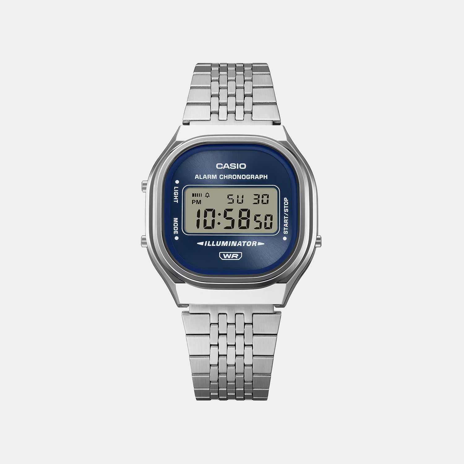 Vintage Unisex Quartz Blue Dial Digital Stainless Steel Watch D434