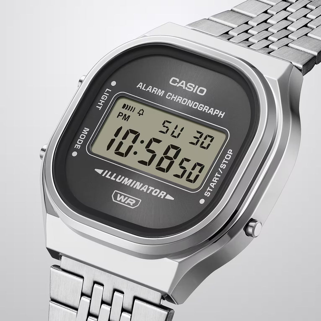Vintage Unisex Quartz Grey Dial Digital Stainless Steel Watch D435