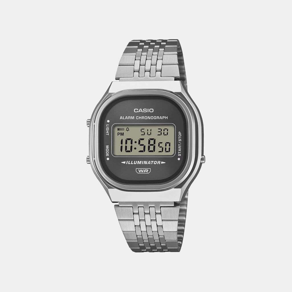 Vintage Unisex Quartz Grey Dial Digital Stainless Steel Watch D435