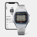 Vintage Men Quartz Silver Dial Digital Stainless Steel Watch D444