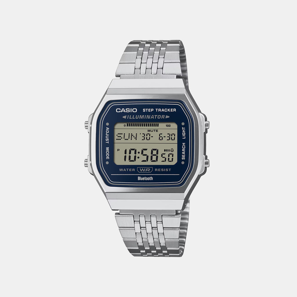 Vintage Men Quartz Silver Dial Digital Stainless Steel Watch D444