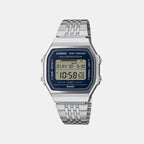 Vintage Men Quartz Silver Dial Digital Stainless Steel Watch D444