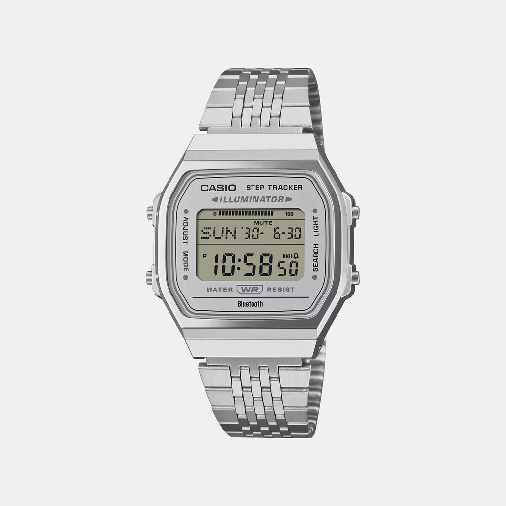 Vintage Men Quartz Silver Dial Digital Stainless Steel Watch D445
