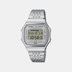 Vintage Men Quartz Silver Dial Digital Stainless Steel Watch D445