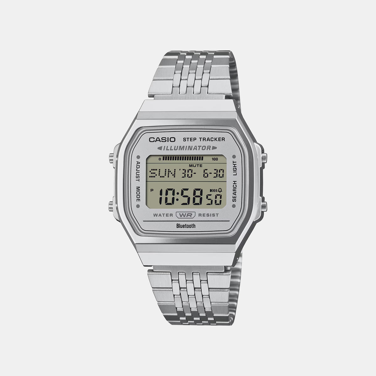 Vintage Men Quartz Silver Dial Digital Stainless Steel Watch D445