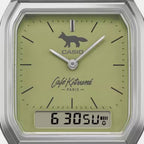 Vintage Unisex Quartz Green Dial Analog-Digital Stainless Steel Watch D446