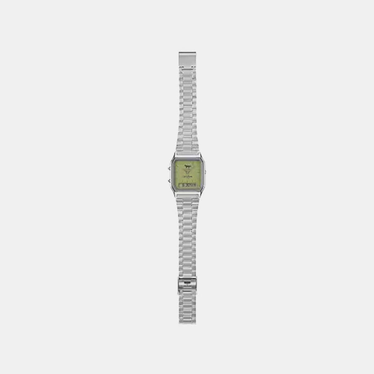Vintage Unisex Quartz Green Dial Analog-Digital Stainless Steel Watch D446